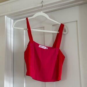 Petal & Pup Hot Pink Square-Neck Crop top and matching maxi skirt